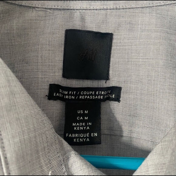 H&M Slim fit gray button up dress long sleeve shirt - Picture 3 of 4